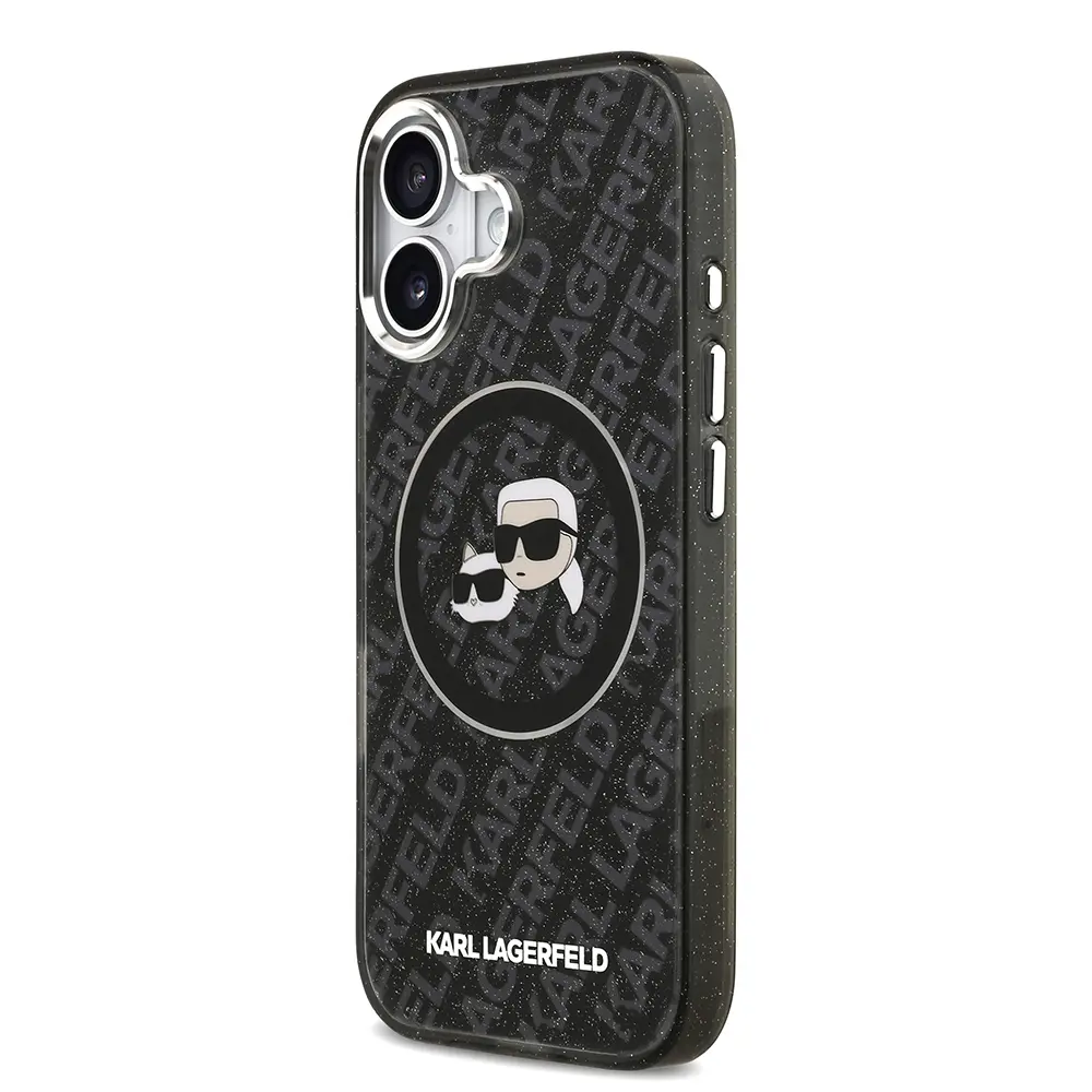 iPhone 17 Kılıf, Parlayan Simli Karl & Choupette Heads - Karl Lagerfeld
