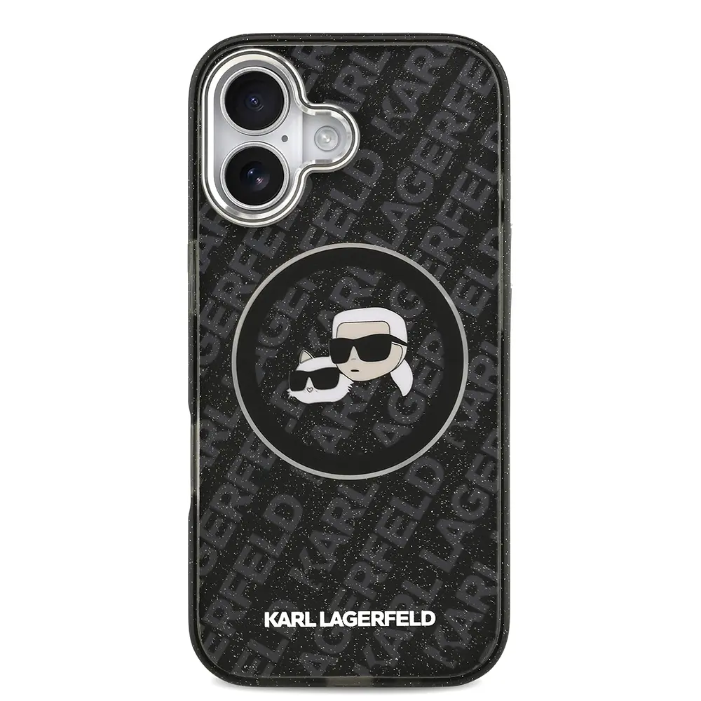 iPhone 17 Kılıf, Parlayan Simli Karl & Choupette Heads - Karl Lagerfeld