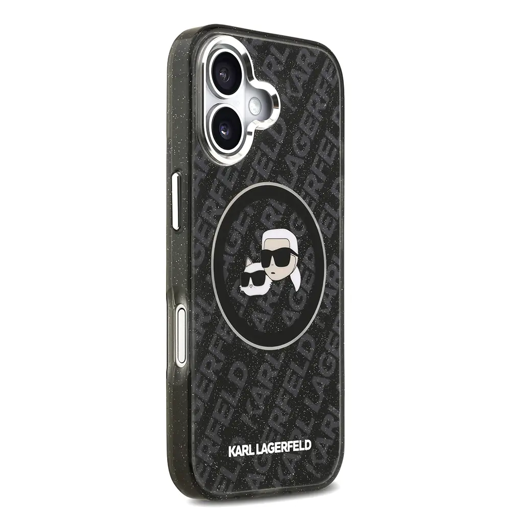 iPhone 17 Kılıf, Parlayan Simli Karl & Choupette Heads - Karl Lagerfeld
