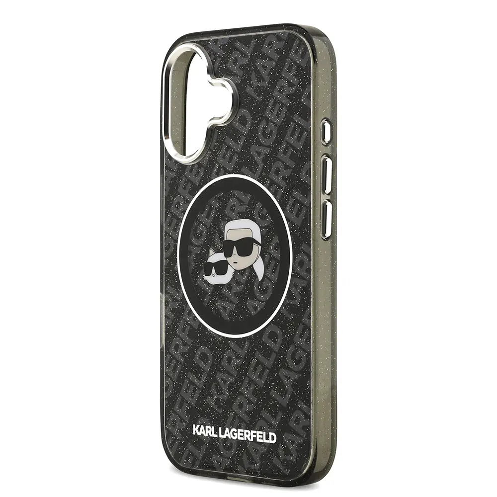 iPhone 17 Kılıf, Parlayan Simli Karl & Choupette Heads - Karl Lagerfeld
