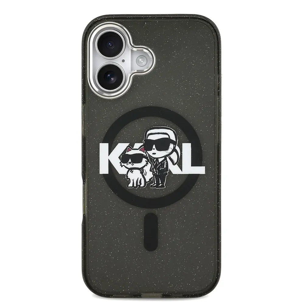 iPhone 17 Uyumlu Simli Karl & Choupette Logolu Kılıf - Karl Lagerfeld
