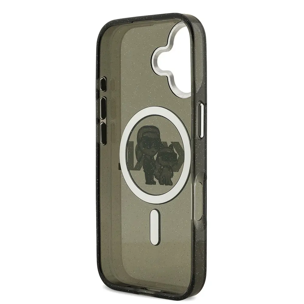 iPhone 17 Uyumlu Simli Karl & Choupette Logolu Kılıf - Karl Lagerfeld