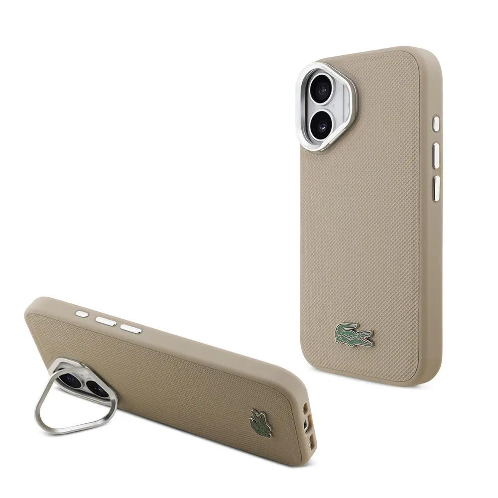 iPhone 17 MagSafe Uyumlu Standlı Kılıf - Lacoste PU Pike Desenli
