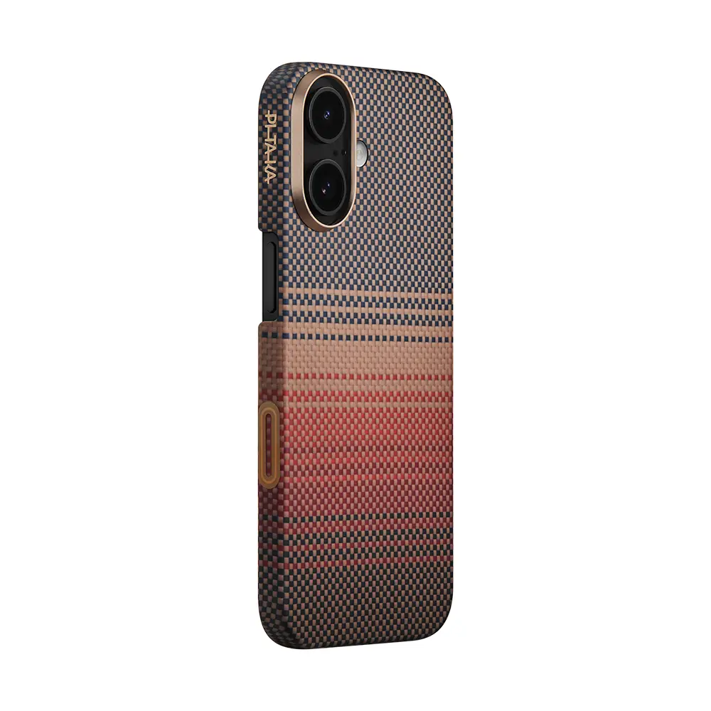 iPhone 17 MagSafe Uyumlu Aramid Fiber Kılıf - Pitaka Tactile Woven Sunset-Moonrise