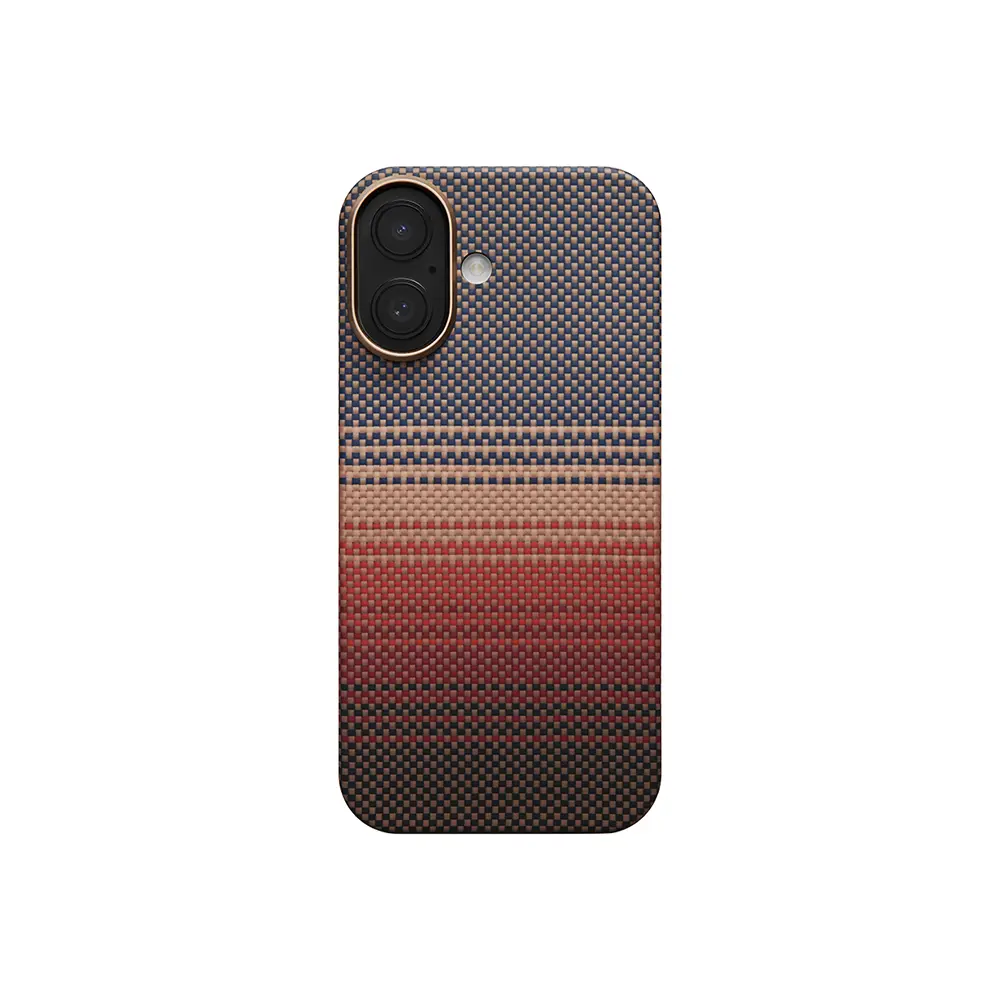 iPhone 17 MagSafe Uyumlu Aramid Fiber Kılıf - Pitaka Tactile Woven Sunset-Moonrise
