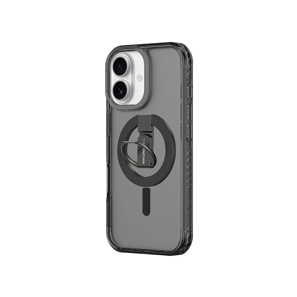 iPhone 17 MagSafe Uyumlu Yüzük Standlı Şeffaf Kılıf - Amazingthing Titan Pro