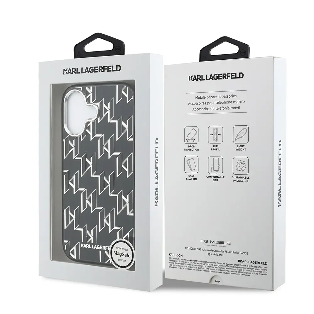 iPhone 17 MagSafe Uyumlu Monogram Desenli Kılıf - Karl Lagerfeld