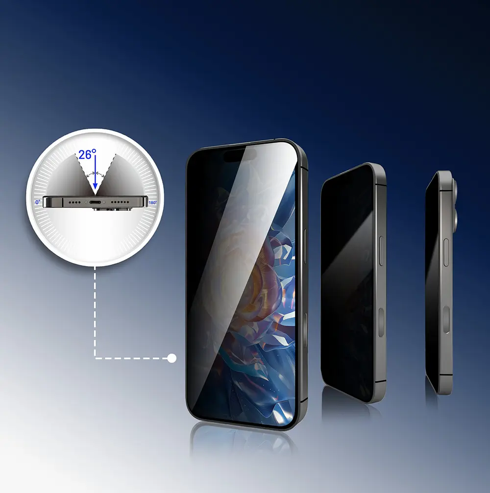 Apple iPhone 17 Mohseven Safir Coating 3D Glue Privacy Hayalet Temperli Cam Ekran Koruyucu