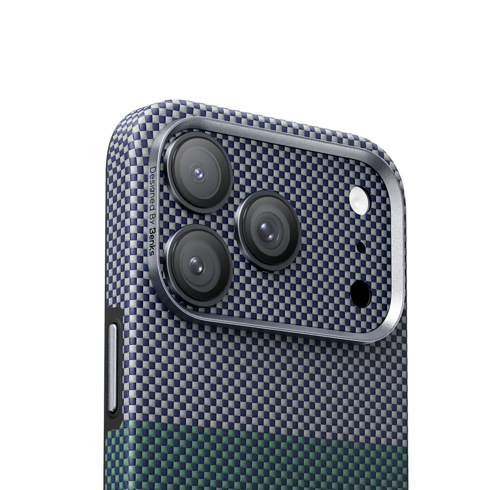 iPhone 17 Pro Kevlar Dokulu Kamera Lens Koruyucu - Benks ArmorWarrior Aurora