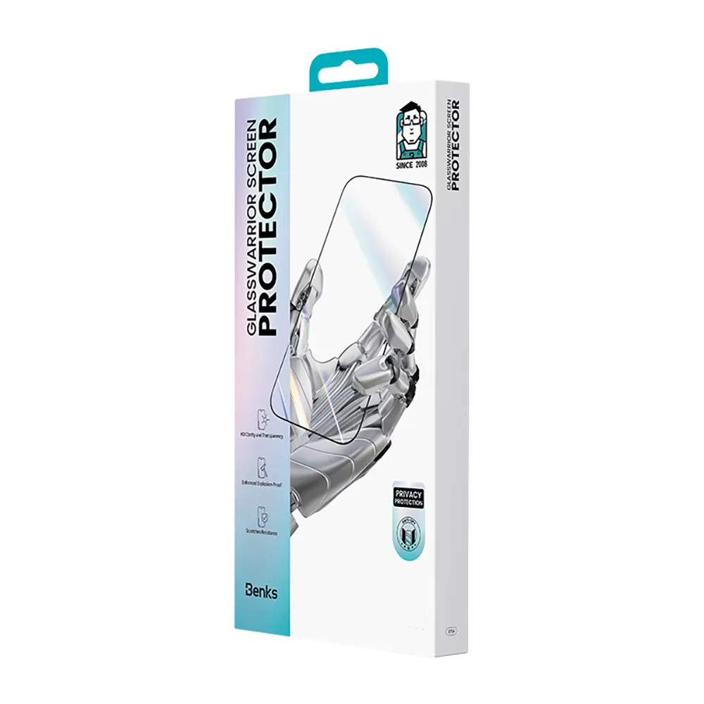 iPhone 17 Pro Hayalet Ekran Koruyucu, Uygulama Aparatlı - Benks Glass Warrior Privacy