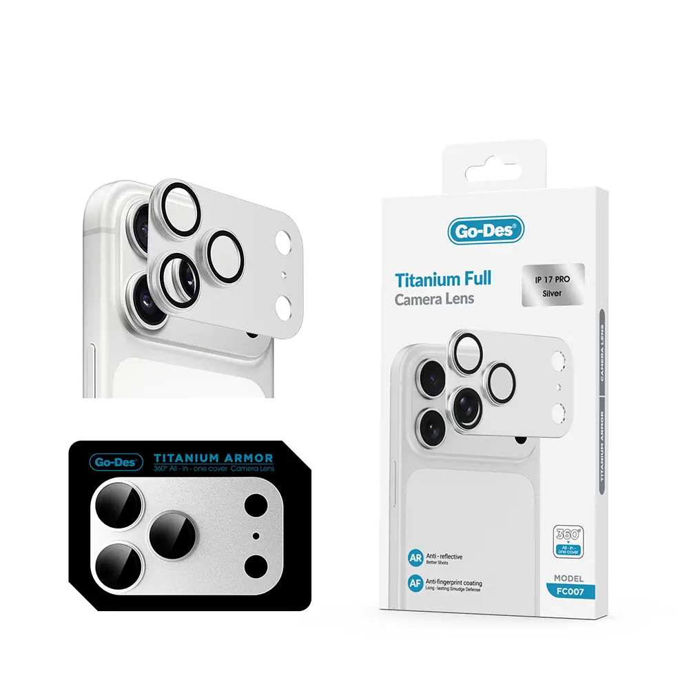 iPhone 17 Pro Kamera Lens Koruyucu - Go Des FC007 Titanyum Serisi