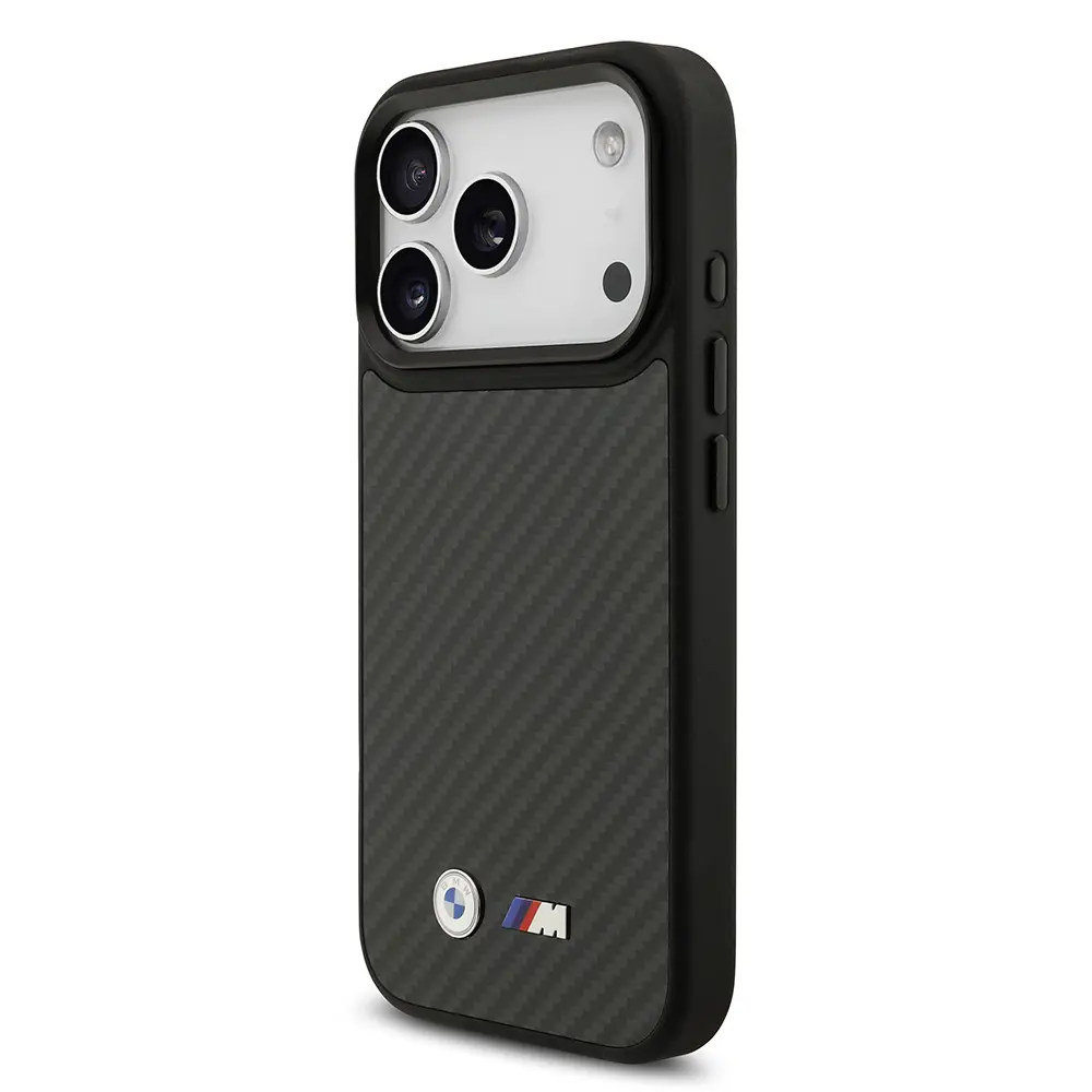 Apple iPhone 17 Pro Kılıf BMW Orjinal Lisanslı M-safe Şarj Özellikli Karbon Fiber Metal Logolu Kapak