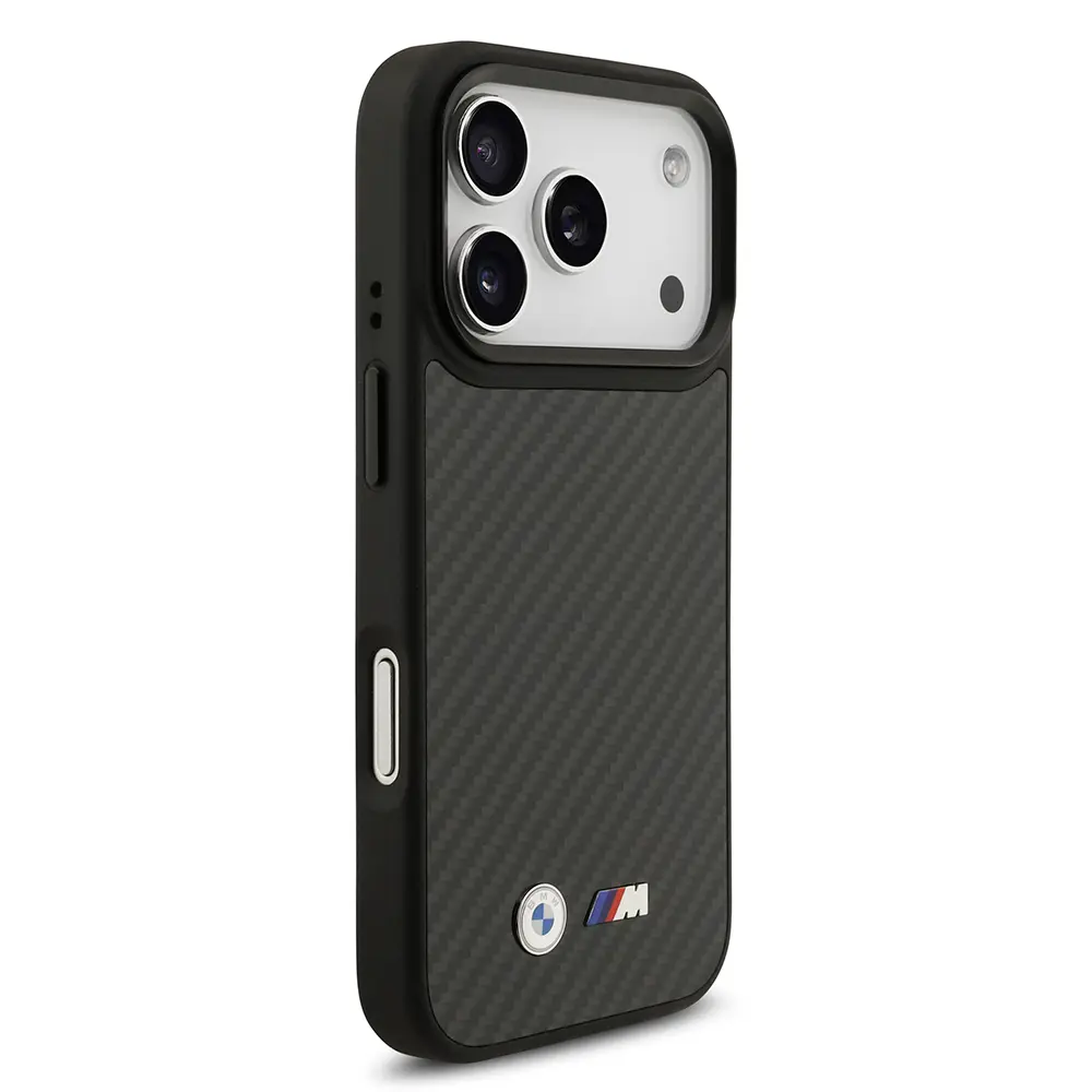 Apple iPhone 17 Pro Kılıf BMW Orjinal Lisanslı M-safe Şarj Özellikli Karbon Fiber Metal Logolu Kapak
