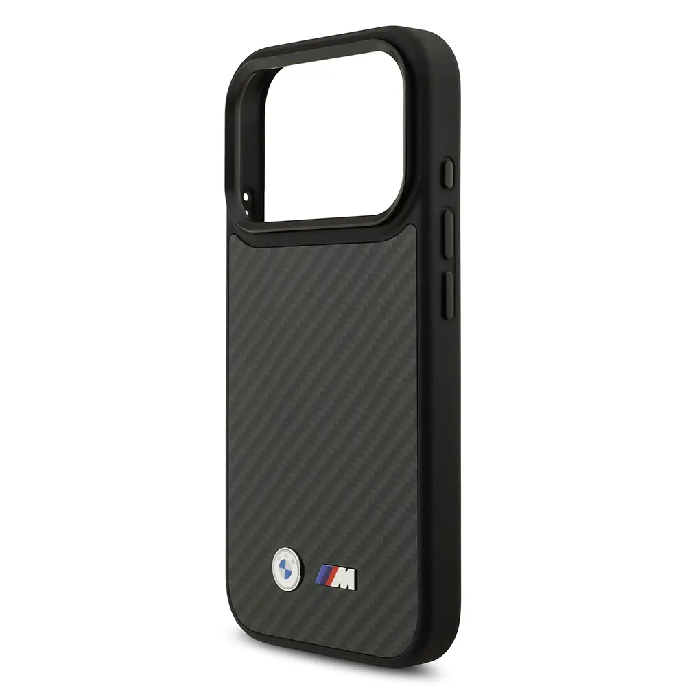 Apple iPhone 17 Pro Kılıf BMW Orjinal Lisanslı M-safe Şarj Özellikli Karbon Fiber Metal Logolu Kapak