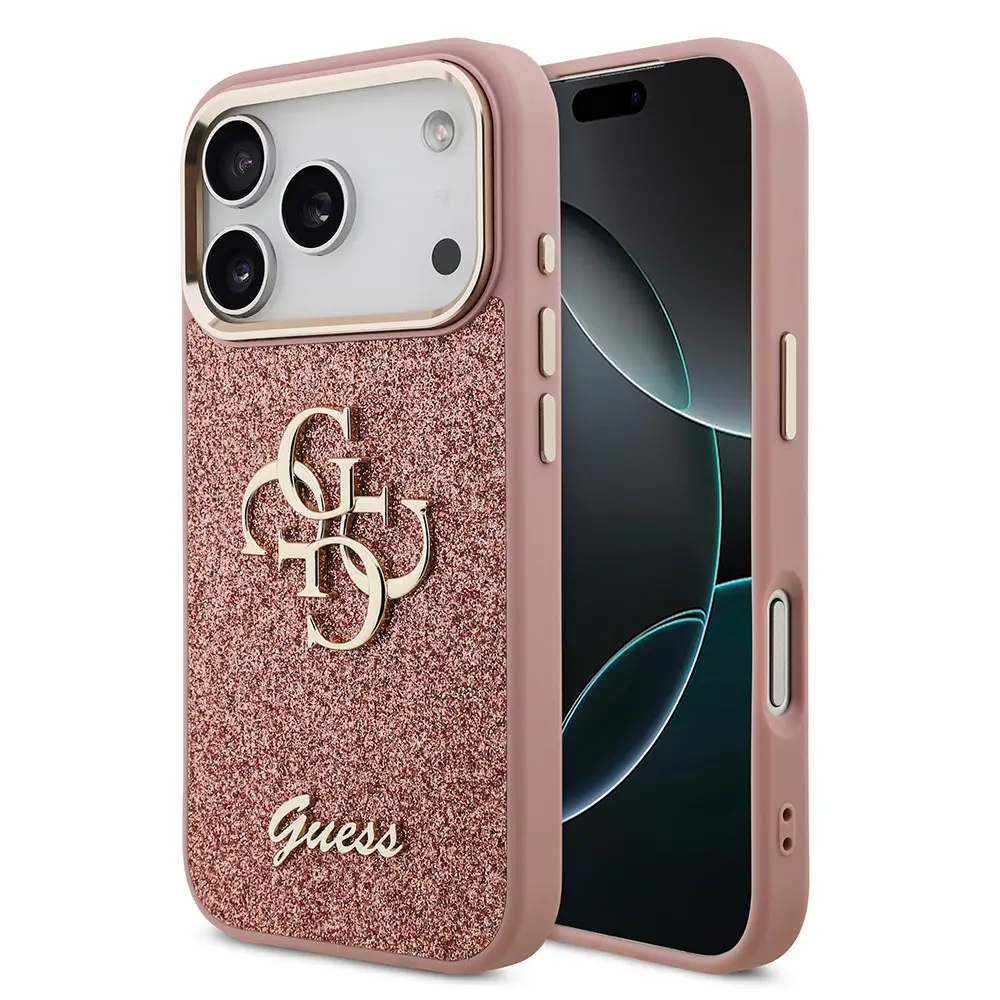 iPhone 17 Pro Metal Kamera Çerçeveli Glitter Kılıf - Guess