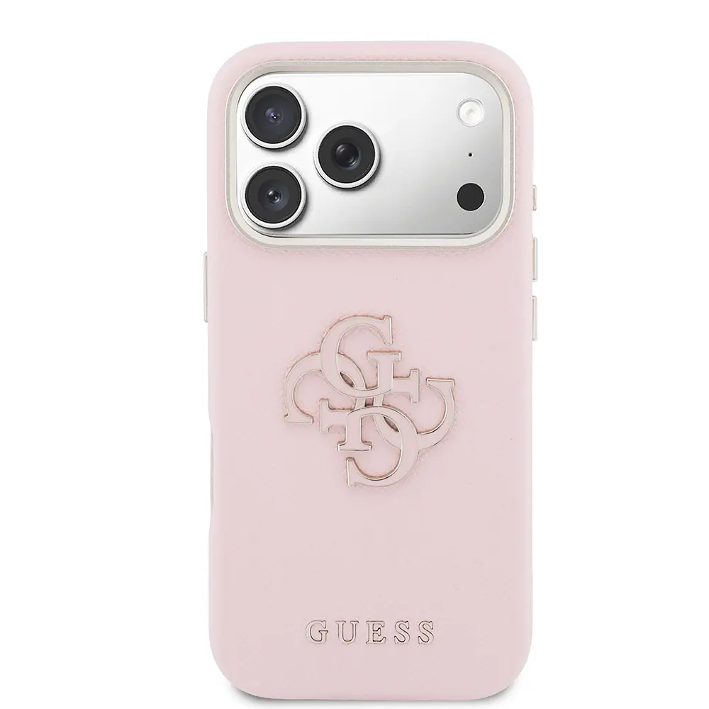 iPhone 17 Pro Metal Kamera Çerçeveli PU Deri Kılıf - Guess 4G