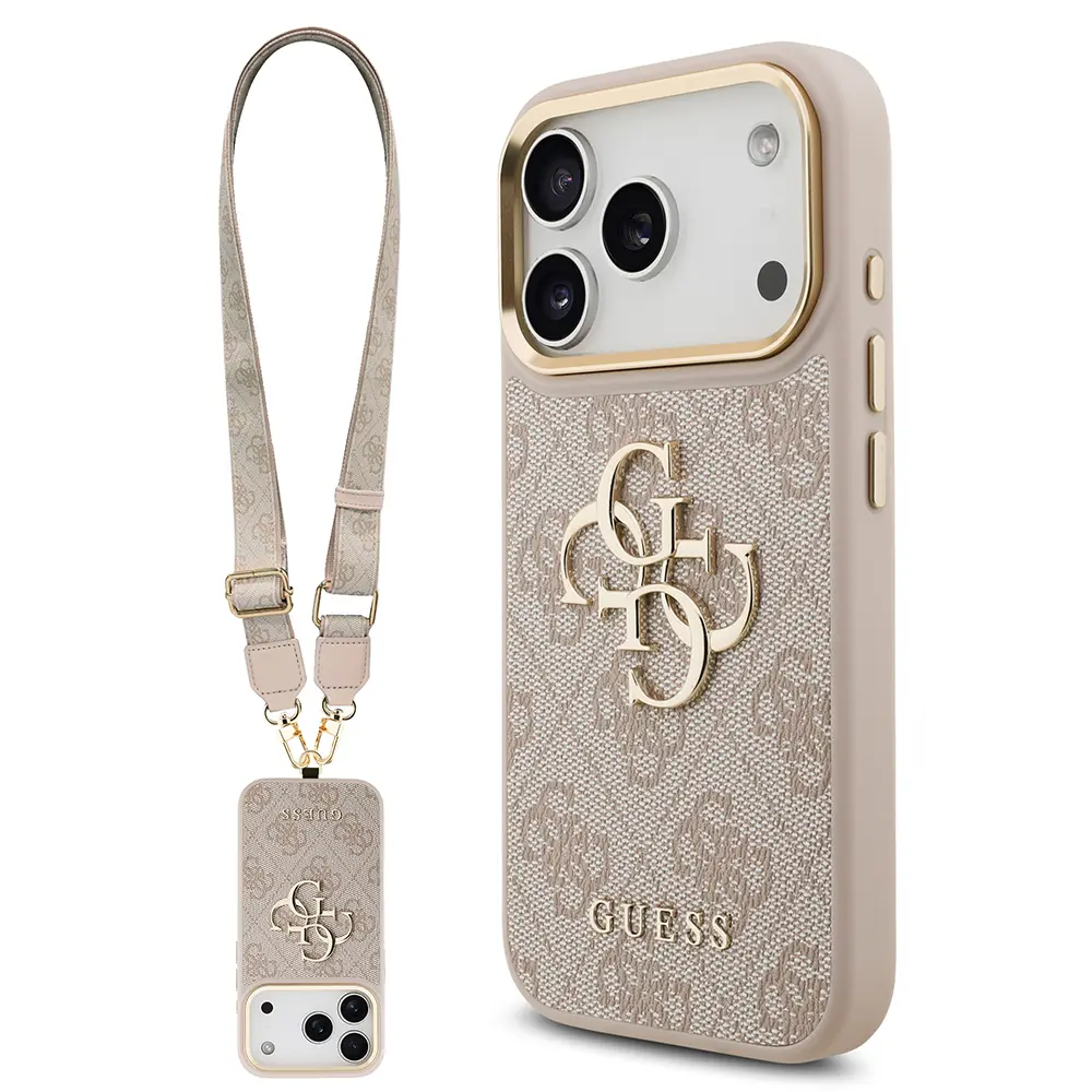 iPhone 17 Pro Askılı Kılıf, Büyük Metal Logo - Guess 4G