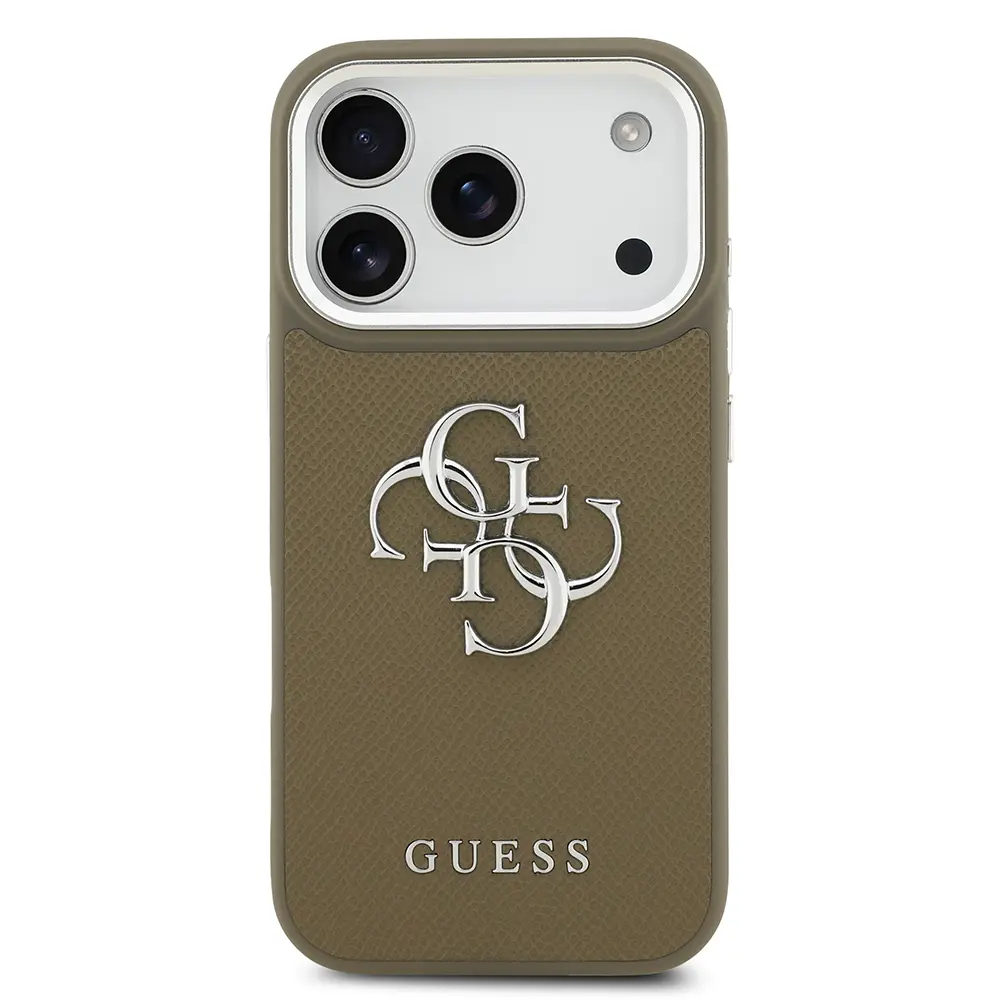 iPhone 17 Pro Lisanslı Grained Kılıf - Guess 4G Metal Logolu
