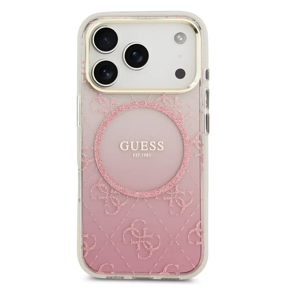 Apple iPhone 17 Pro Kılıf Guess Orjinal Lisanslı M-safe Şarj Özellikli 4G Desenli Simli Silikon Kapak