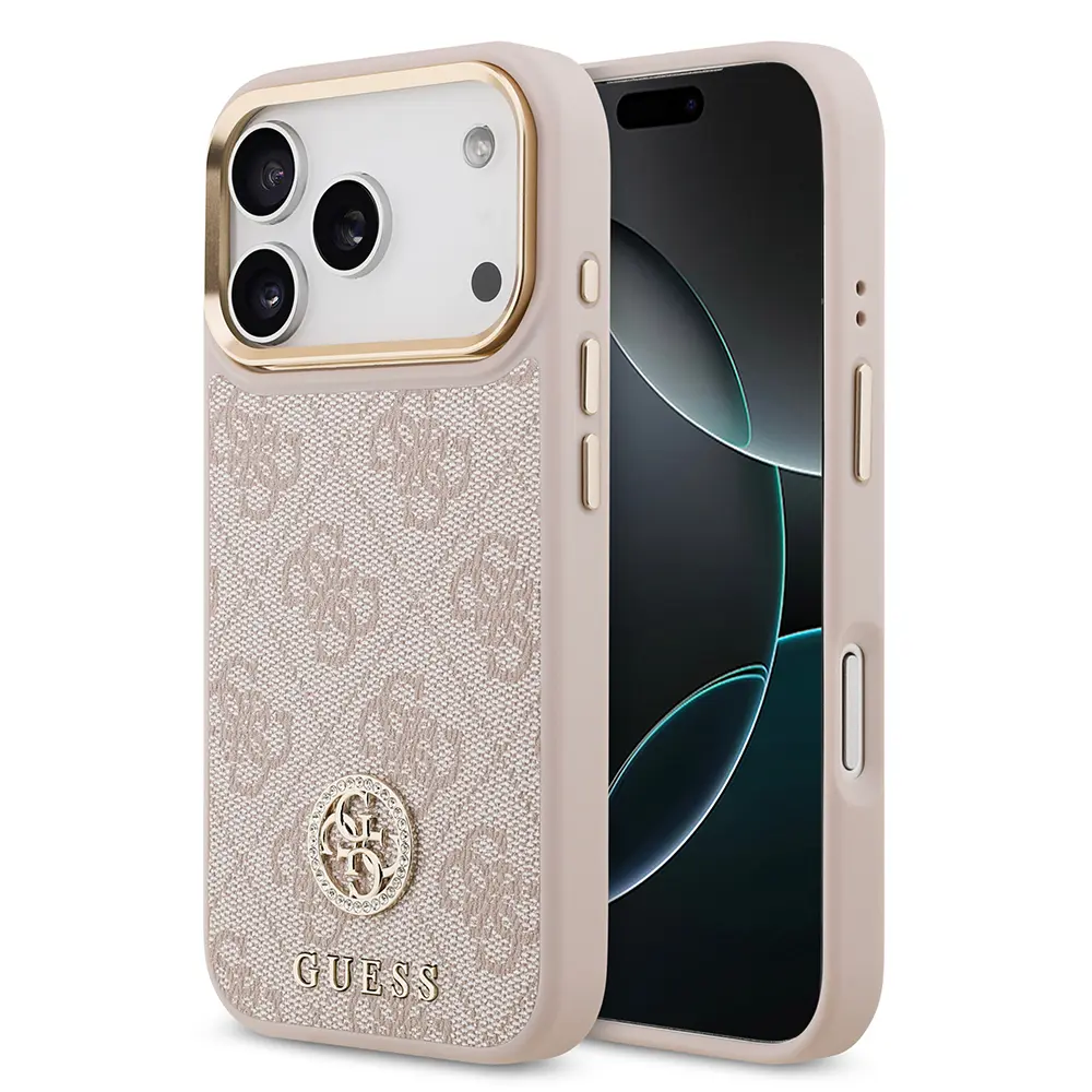 iPhone 17 Pro MagSafe Uyumlu Taşlı Kılıf - Guess 4G Logolu