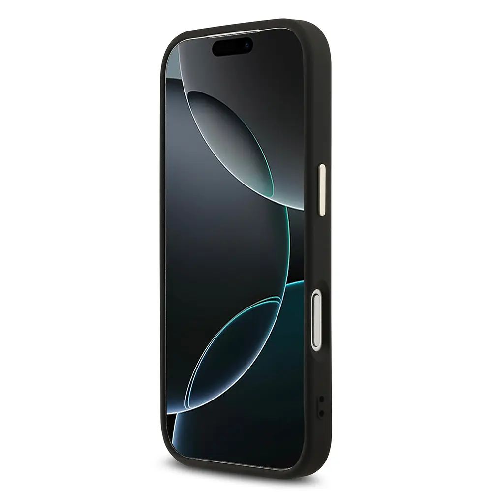 Apple iPhone 17 Pro Kılıf Guess Orjinal Lisanslı M-safe Şarj Özellikli Gold Metal Kamera Çerçeveli Taşlı Üçgen Logo 4G Desenli Kapak