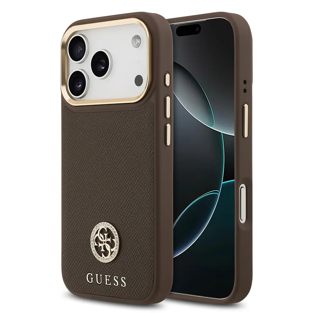 iPhone 17 Pro MagSafe Uyumlu Grained Desenli Kılıf - Guess 4G Logolu