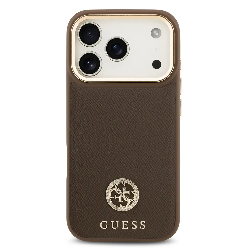 iPhone 17 Pro MagSafe Uyumlu Grained Desenli Kılıf - Guess 4G Logolu
