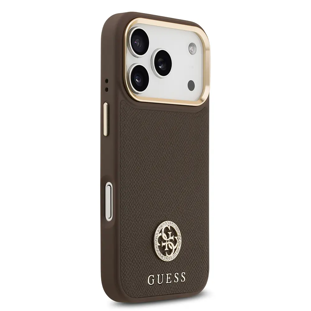 iPhone 17 Pro MagSafe Uyumlu Grained Desenli Kılıf - Guess 4G Logolu