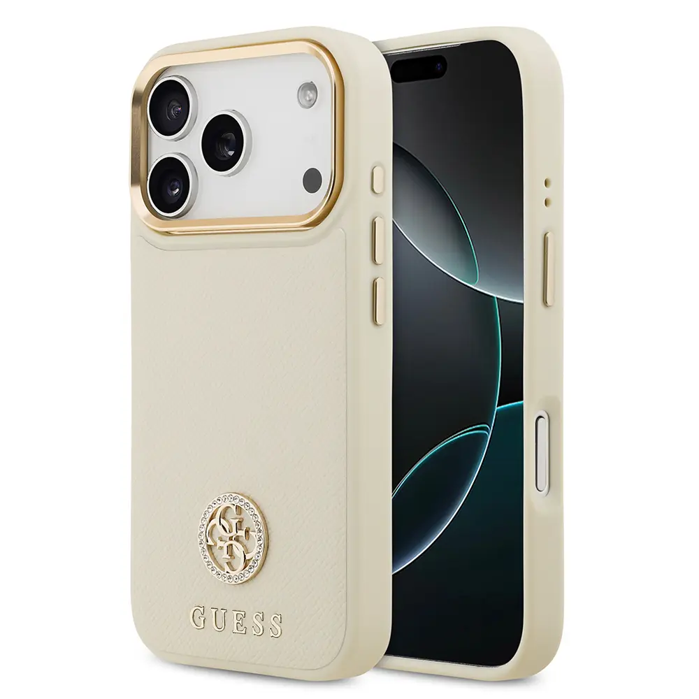 iPhone 17 Pro MagSafe Uyumlu Grained Desenli Kılıf - Guess 4G Logolu