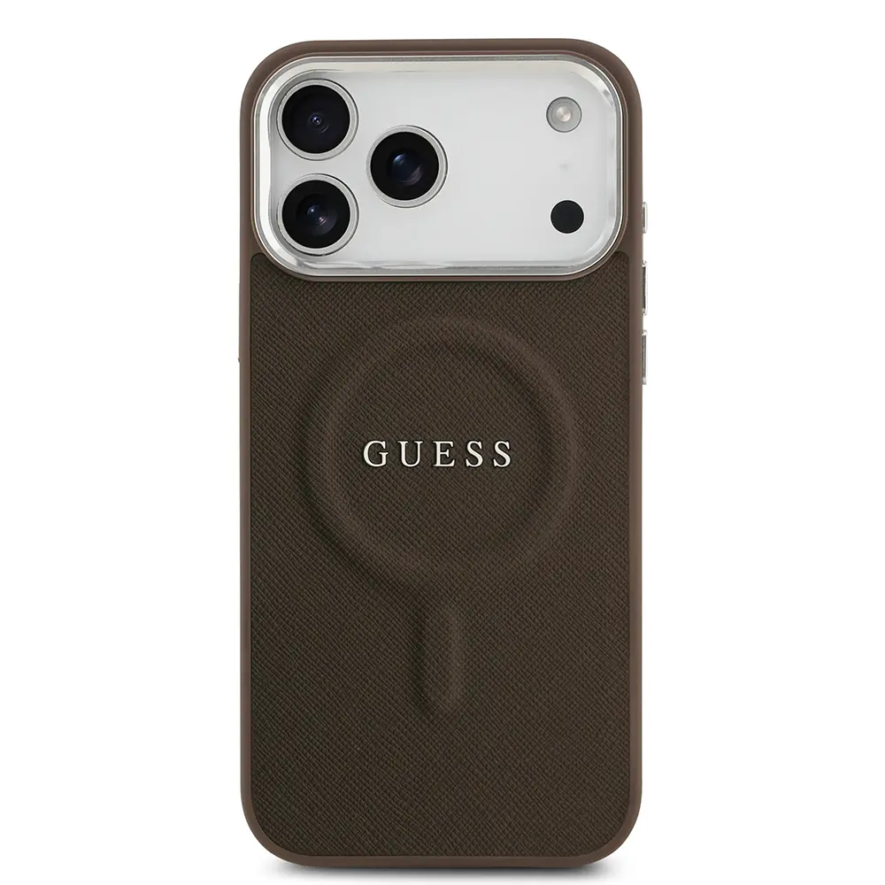 iPhone 17 Pro MagSafe Uyumlu PU Deri Kılıf - Guess Klasik Logolu