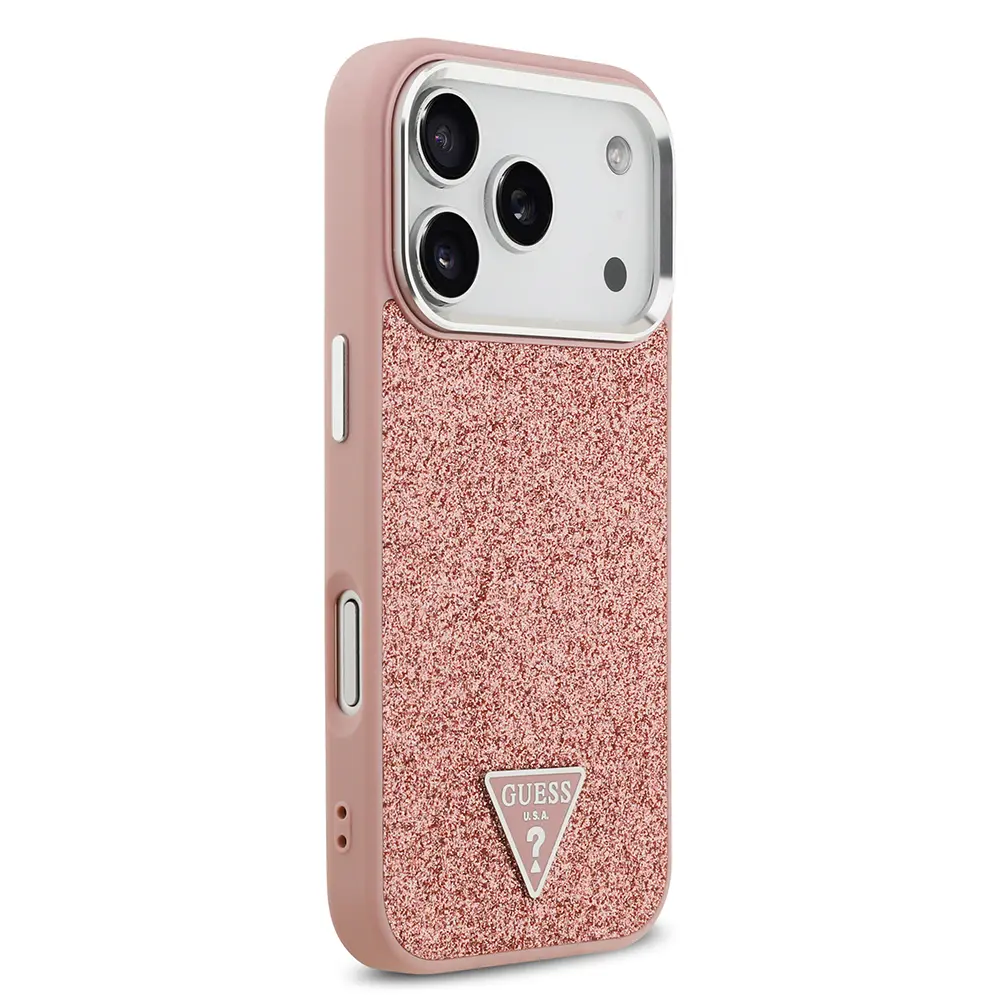 iPhone 17 Pro MagSafe Uyumlu Metal Kamera Çerçeveli Kılıf - Guess Glitter