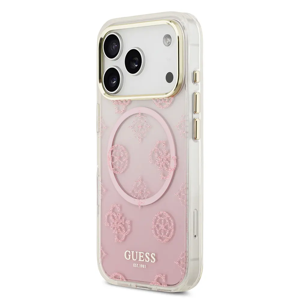 iPhone 17 Pro MagSafe Uyumlu Simli Peony Silikon Kılıf - Guess