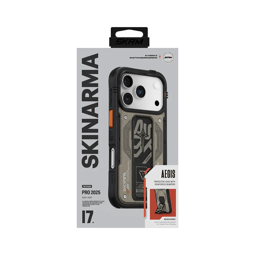 iPhone 17 Pro Desenli Airbag Tasarımlı Standlı Kılıf - Skinarma Aegis