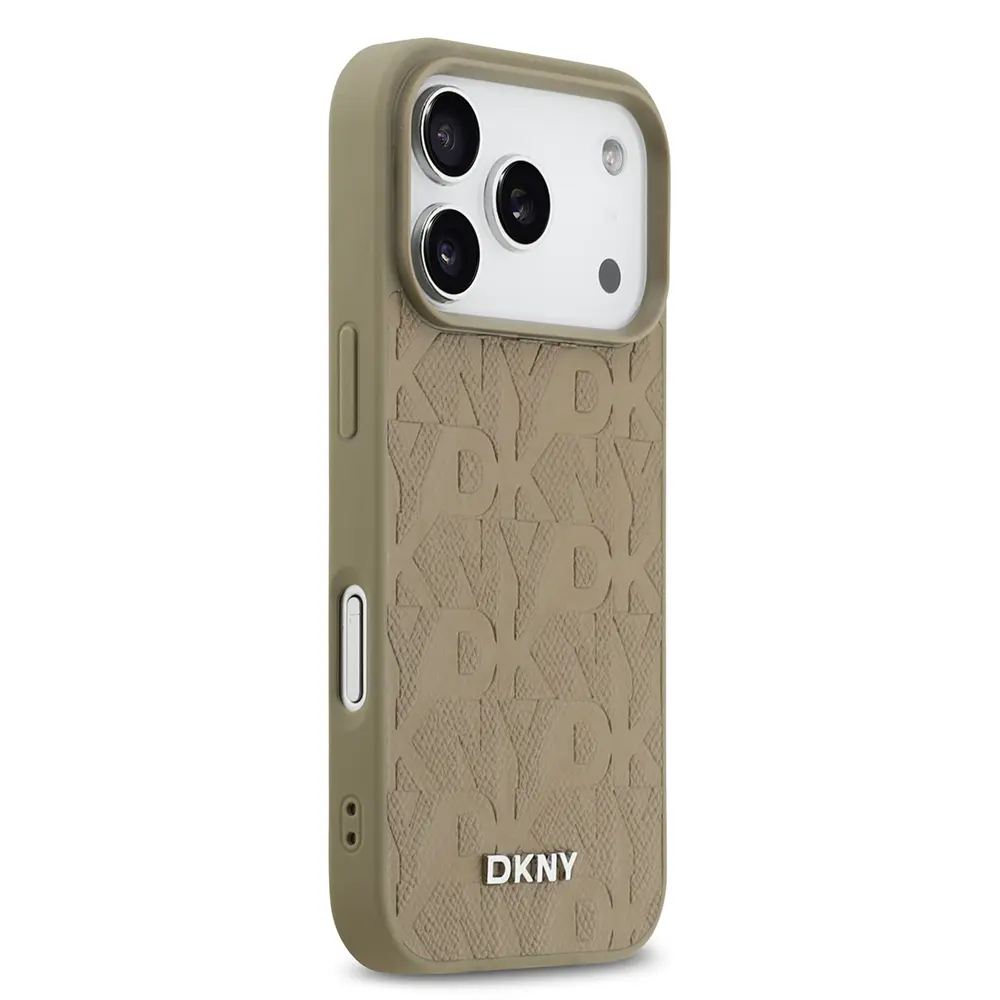 Apple iPhone 17 Pro Kılıf DKNY Orjinal Lisanslı M-safe Şarj Özellikli 3D Yazılı Grid Pattern Kapak