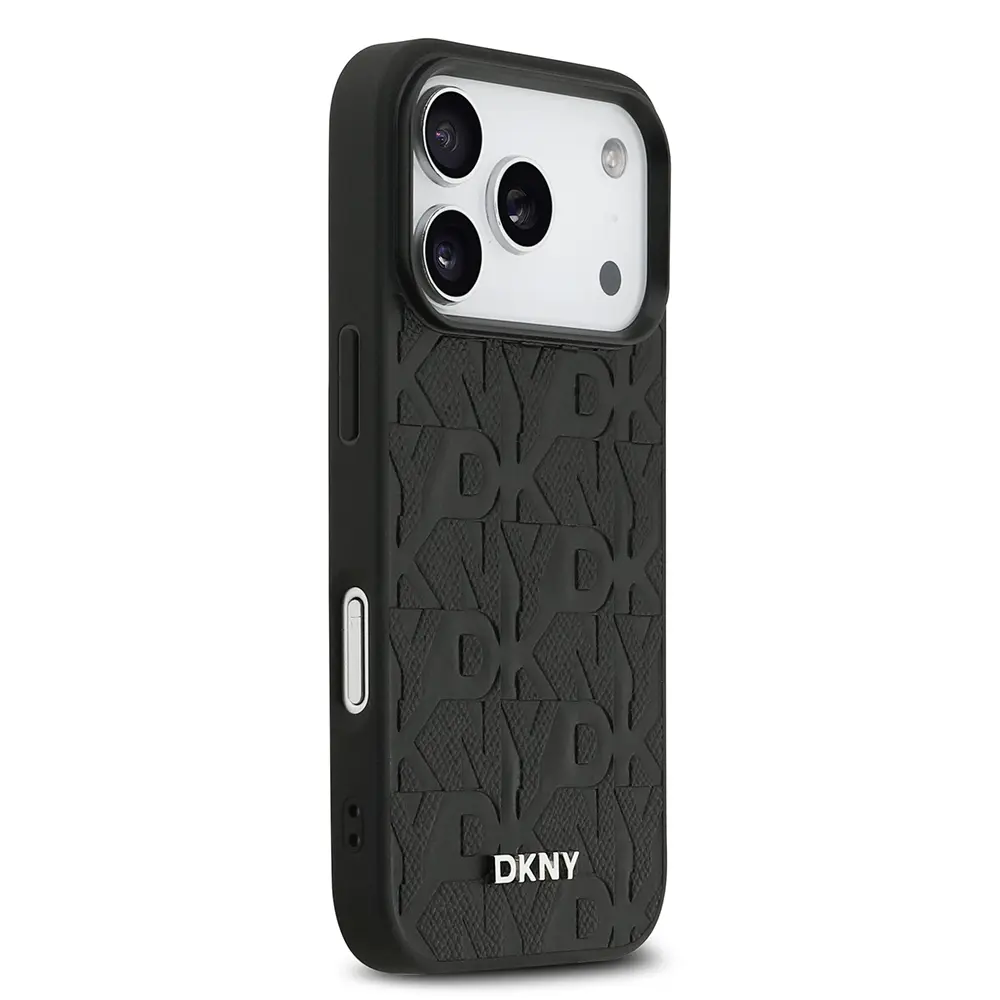 Apple iPhone 17 Pro Kılıf DKNY Orjinal Lisanslı M-safe Şarj Özellikli 3D Yazılı Grid Pattern Kapak