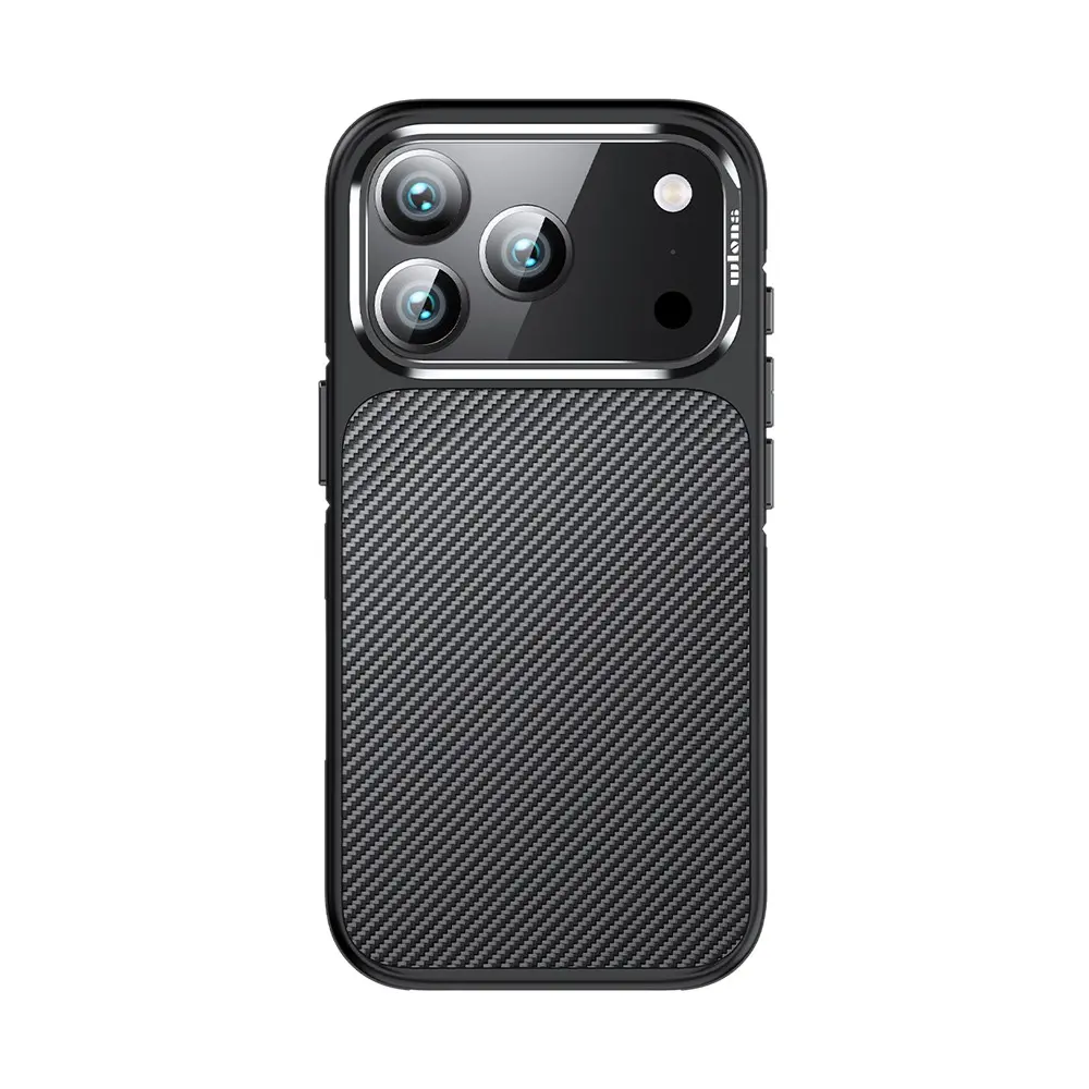 Apple iPhone 17 Pro Kılıf Karbon Fiber Görünümlü Wlons Marin Kapak