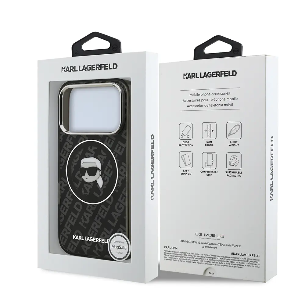 Apple iPhone 17 Pro Kılıf Karl Lagerfeld Orjinal Lisanslı IML Baskılı KL Heads Kapak
