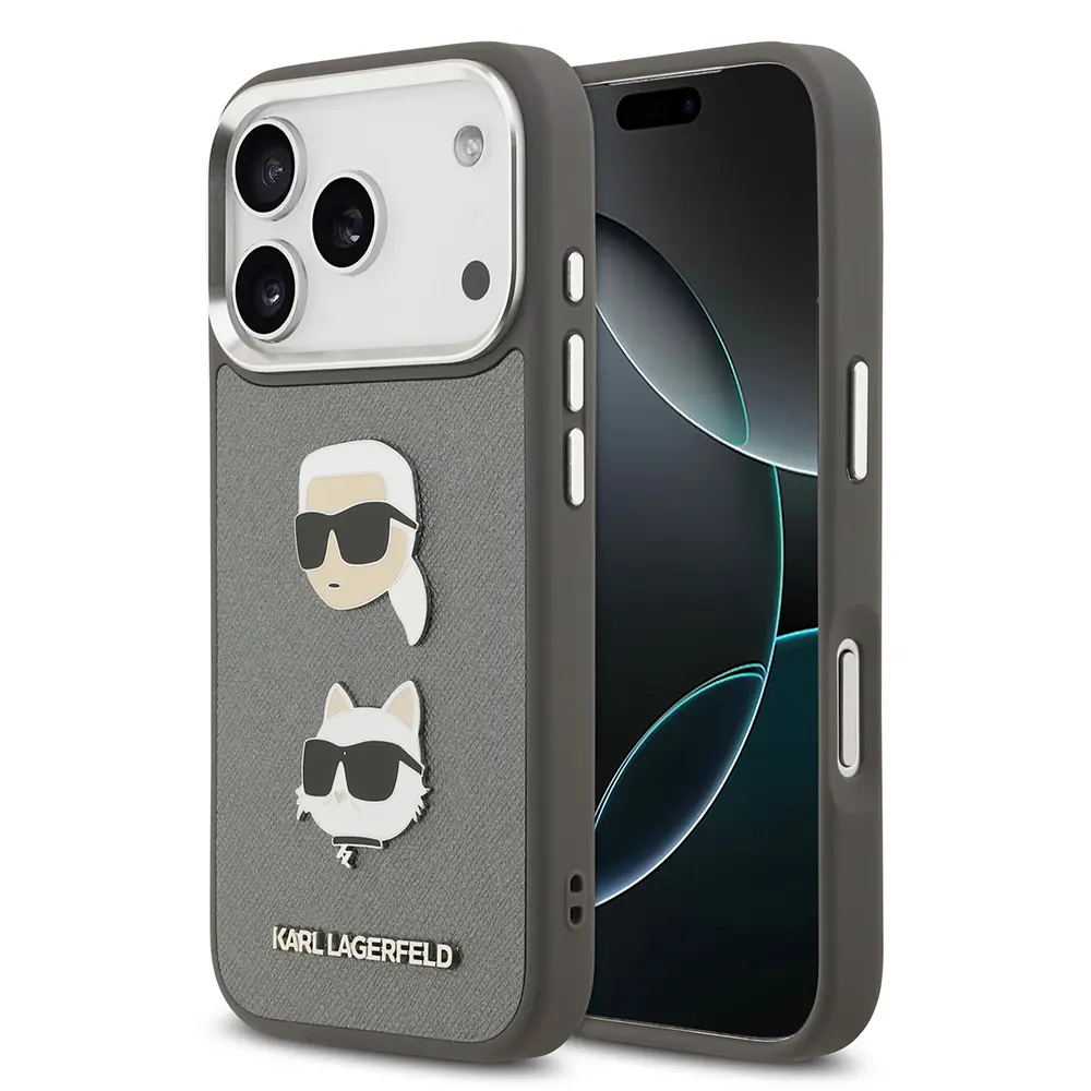 iPhone 17 Pro Kılıf, Metal Logolu K&C Heads Pin Kapak - Karl Lagerfeld