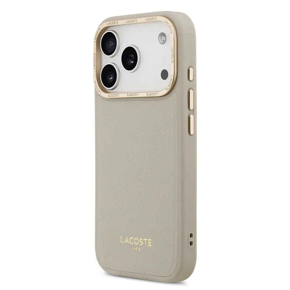 Apple iPhone 17 Pro Kılıf Lacoste Orjinal Lisanslı M-safe Şarj Özellikli Champs Elysees PU Deri Tasarımlı Kapak