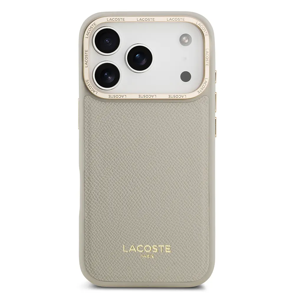 Apple iPhone 17 Pro Kılıf Lacoste Orjinal Lisanslı M-safe Şarj Özellikli Champs Elysees PU Deri Tasarımlı Kapak