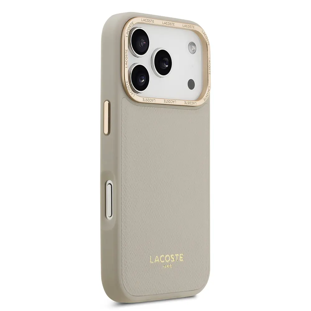 Apple iPhone 17 Pro Kılıf Lacoste Orjinal Lisanslı M-safe Şarj Özellikli Champs Elysees PU Deri Tasarımlı Kapak