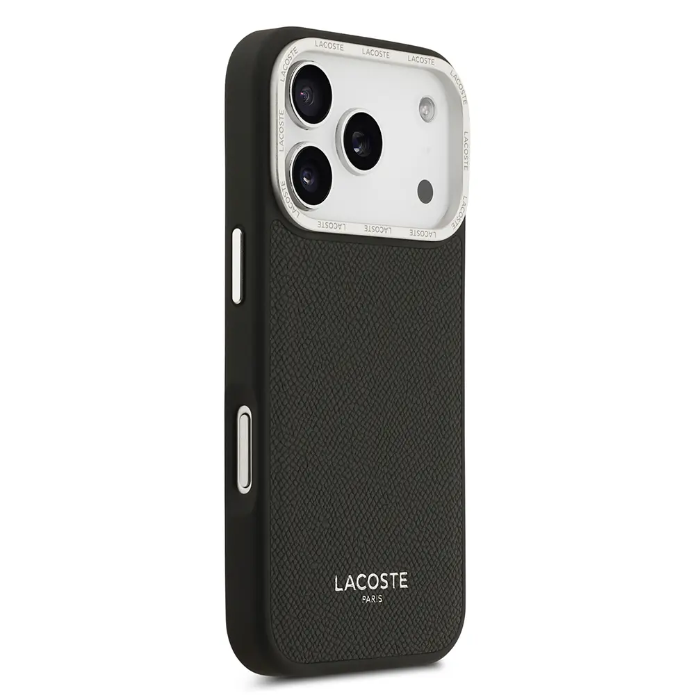Apple iPhone 17 Pro Kılıf Lacoste Orjinal Lisanslı M-safe Şarj Özellikli Champs Elysees PU Deri Tasarımlı Kapak