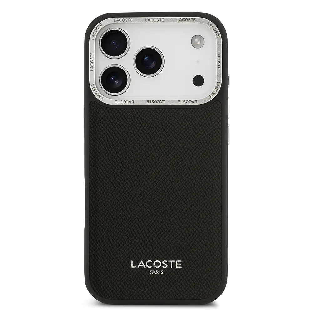 Apple iPhone 17 Pro Kılıf Lacoste Orjinal Lisanslı M-safe Şarj Özellikli Champs Elysees PU Deri Tasarımlı Kapak
