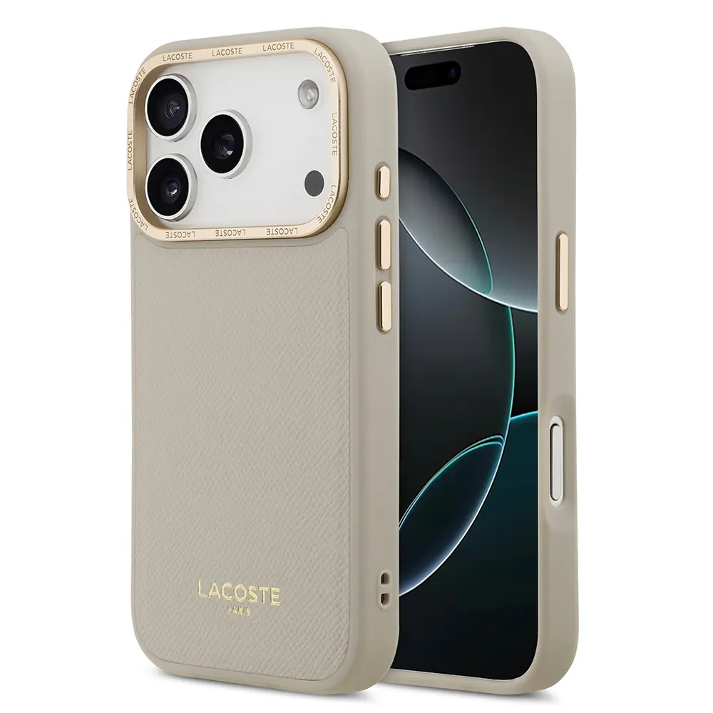 Apple iPhone 17 Pro Kılıf Lacoste Orjinal Lisanslı M-safe Şarj Özellikli Champs Elysees PU Deri Tasarımlı Kapak