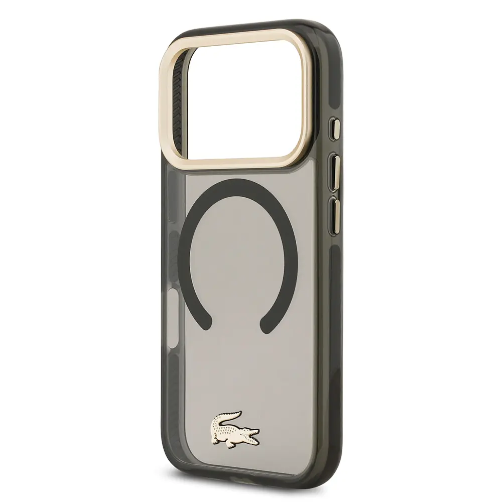 iPhone 17 Pro MagSafe Uyumlu Şeffaf Kılıf - Lacoste Gold Timsah Logolu