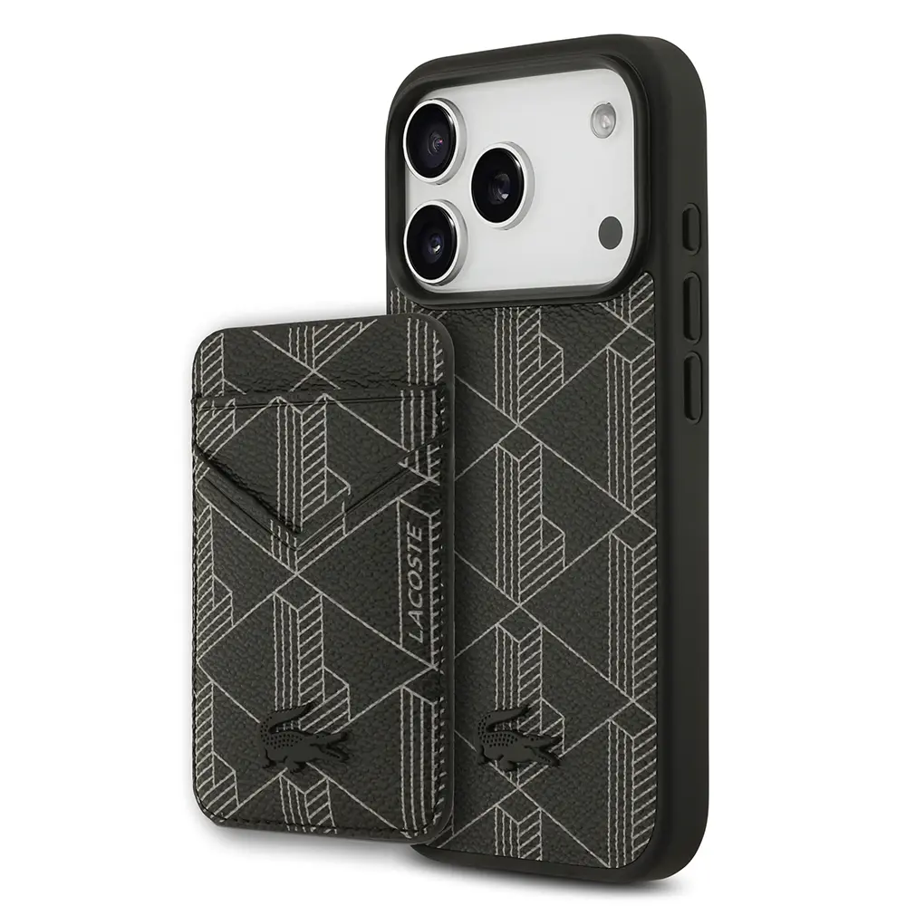 iPhone 17 Pro MagSafe Uyumlu Kartlıklı PU Deri Kılıf - Lacoste Monogram