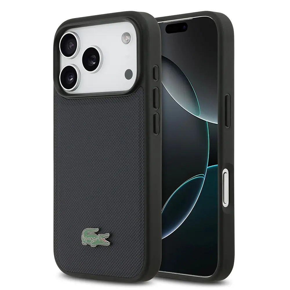 Apple iPhone 17 Pro Kılıf Lacoste Orjinal Lisanslı M-safe Şarj Özellikli PU Pike Desenli Metal Logolu Kapak