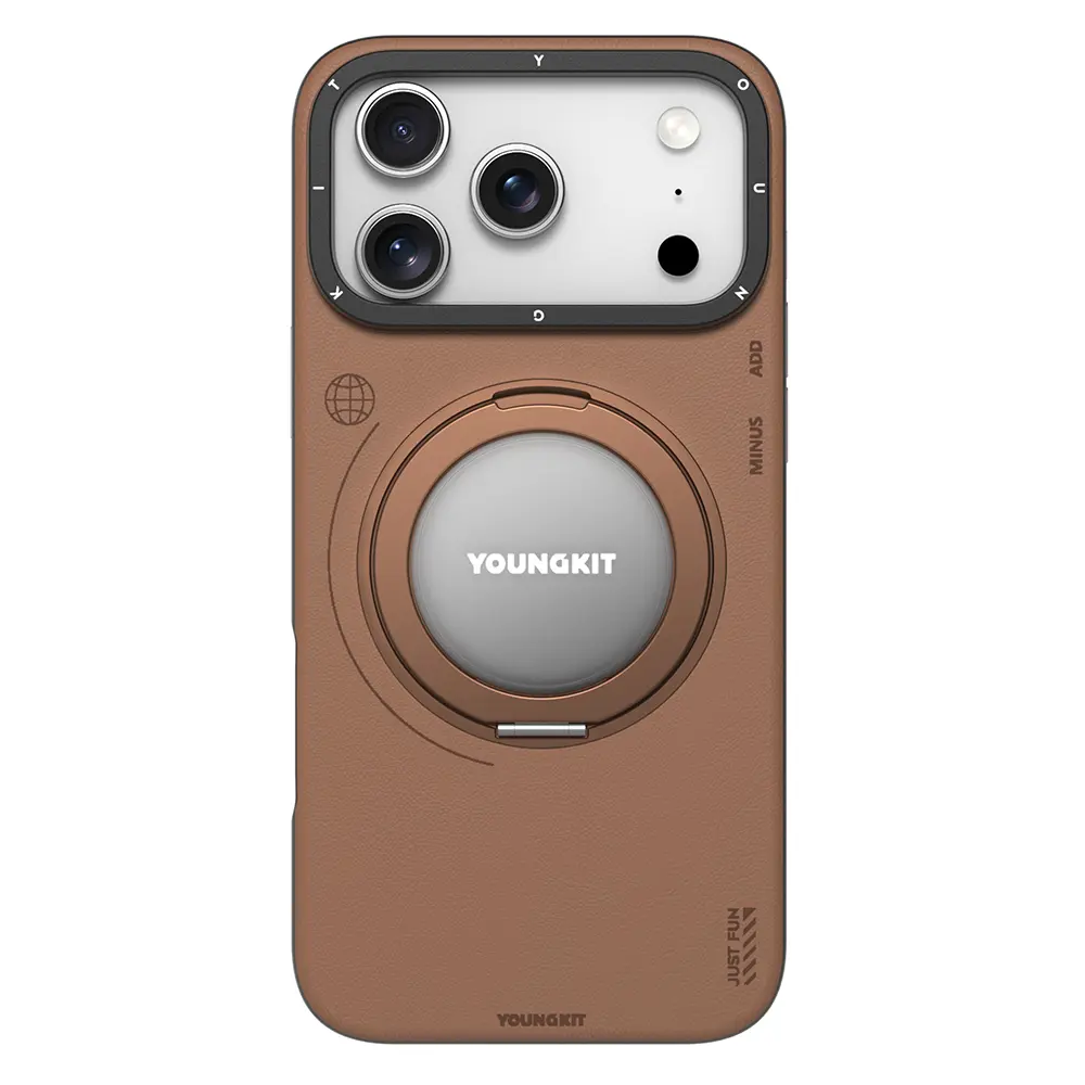 iPhone 17 Pro MagSafe Uyumlu 360 Derece Standlı Kılıf - Youngkit Tech Leather