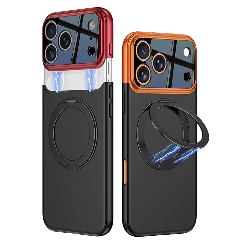 Apple iPhone 17 Pro Kılıf M-safe Şarj Özellikli 360 Derece Standlı Çift Parçalı Zore Torino Kapak
