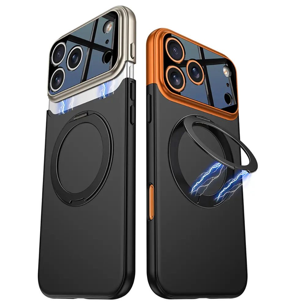Apple iPhone 17 Pro Kılıf M-safe Şarj Özellikli 360 Derece Standlı Çift Parçalı Zore Torino Kapak